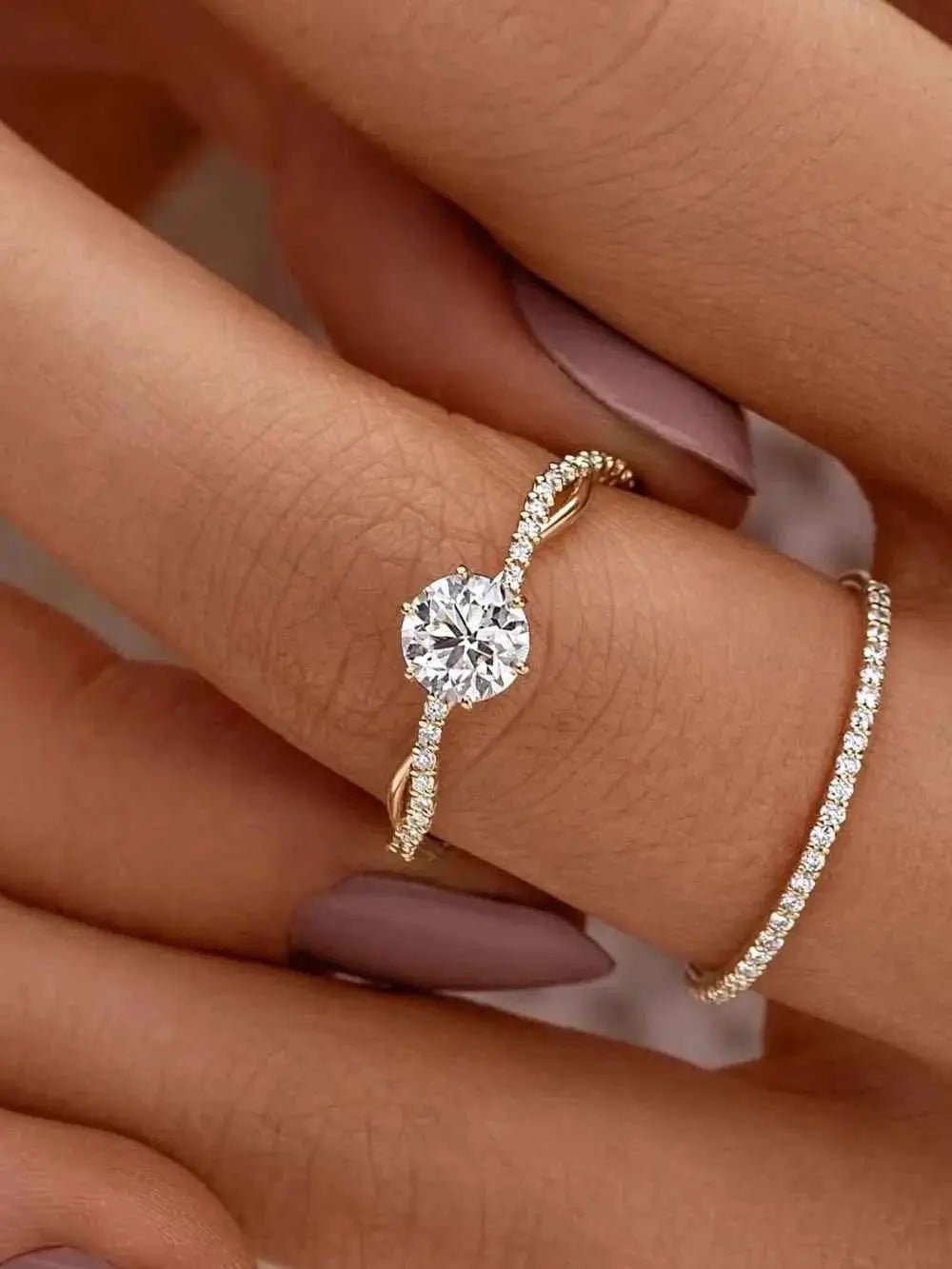 925 Sterling Silver Inlaid Zircon Ring - SmileBen