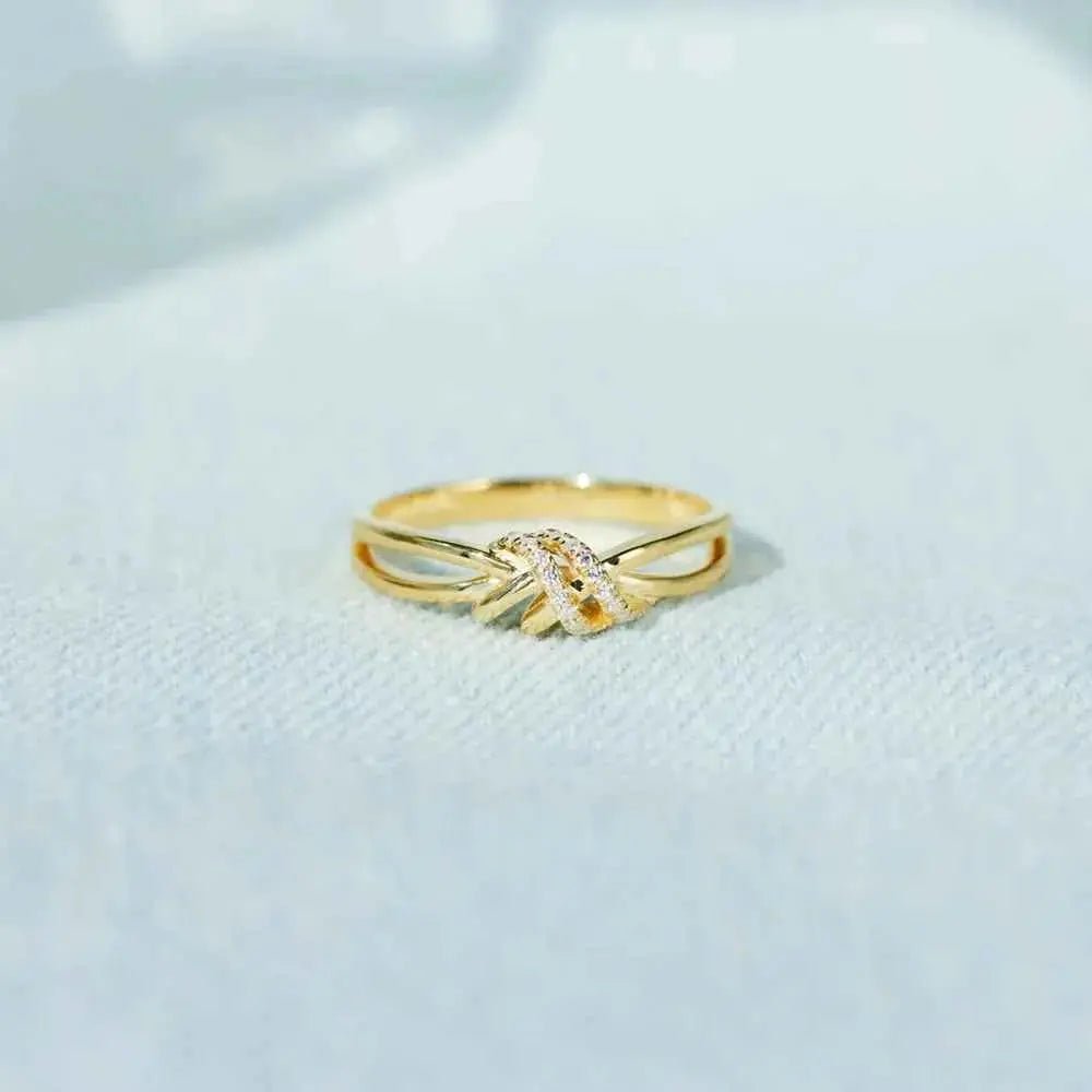 925 Sterling Silver Inlaid Zircon Wrapped Knot Ring - SmileBen