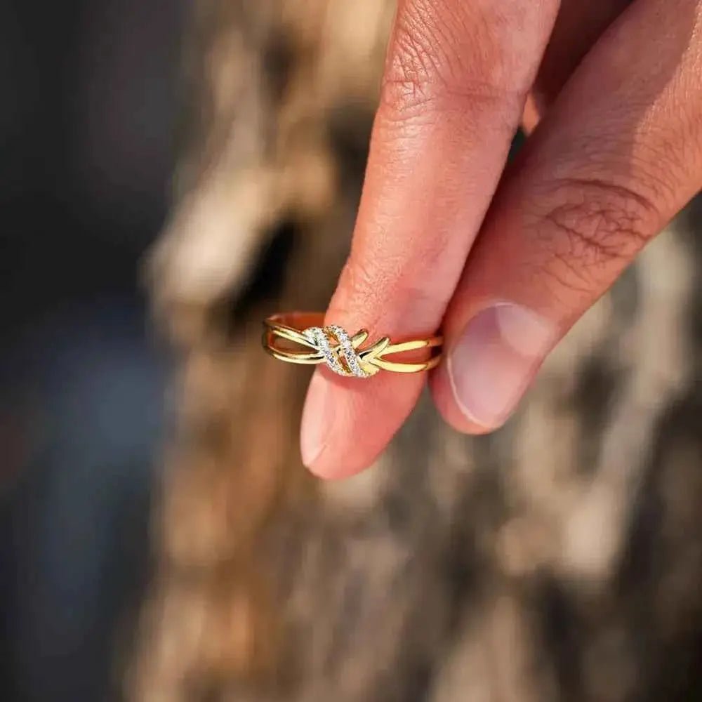925 Sterling Silver Inlaid Zircon Wrapped Knot Ring - SmileBen