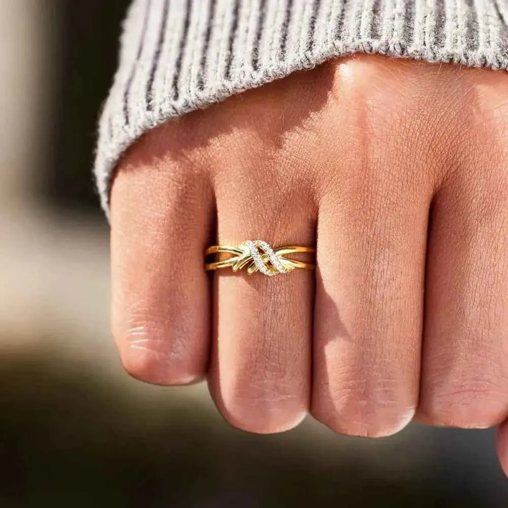 925 Sterling Silver Inlaid Zircon Wrapped Knot Ring - SmileBen