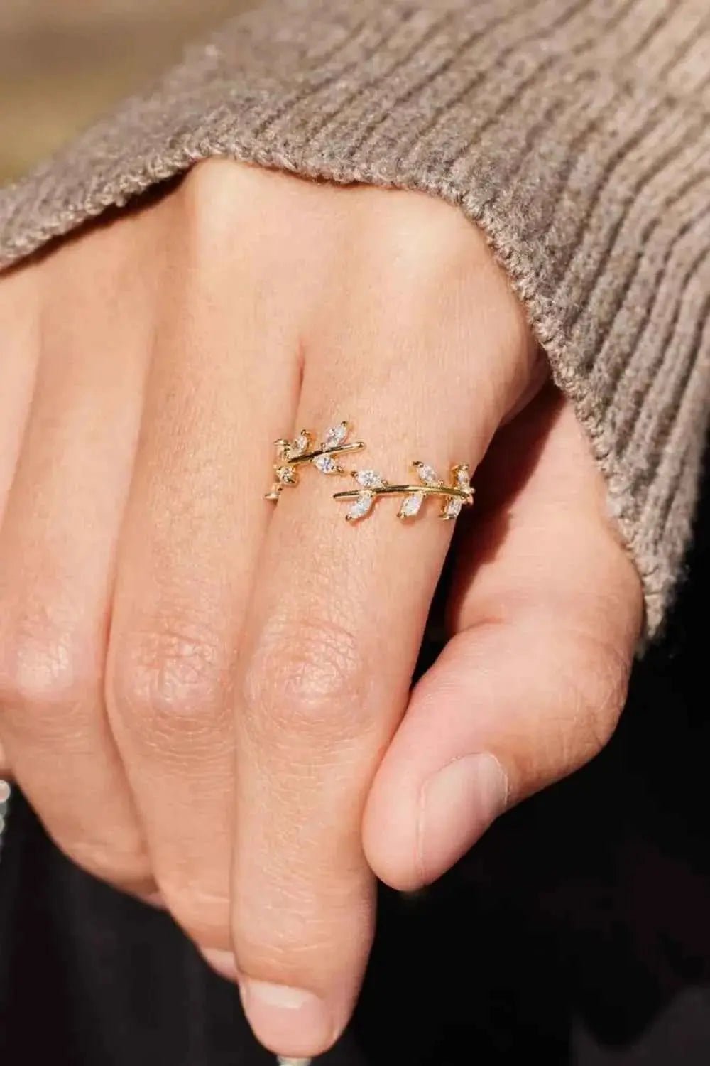 925 Sterling Silver Leaf Open Ring - SmileBen