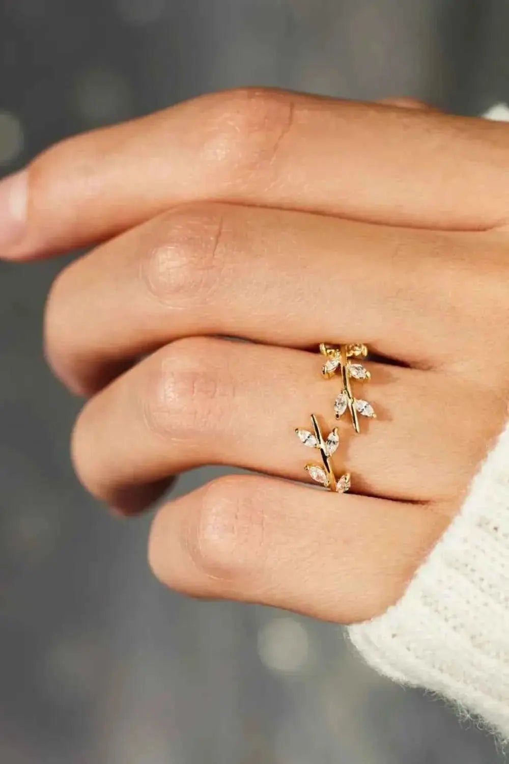 925 Sterling Silver Leaf Open Ring - SmileBen