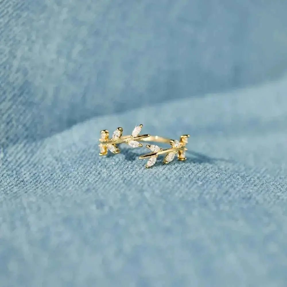 925 Sterling Silver Leaf Open Ring - SmileBen