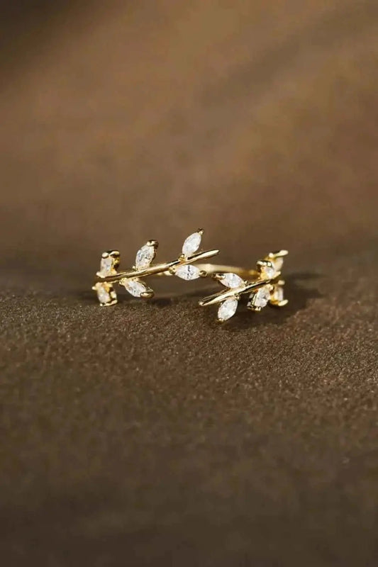 925 Sterling Silver Leaf Open Ring - SmileBen