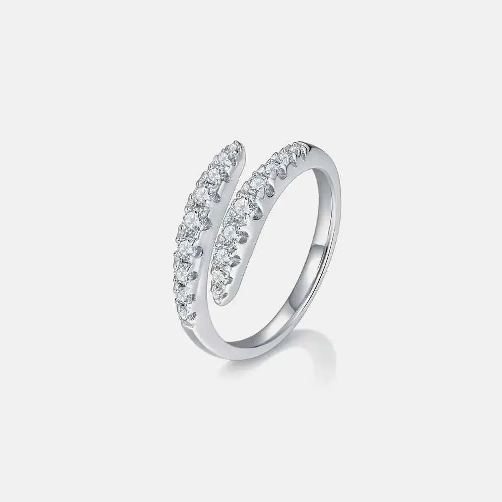 925 Sterling Silver Moissanite Bypass Ring - SmileBen