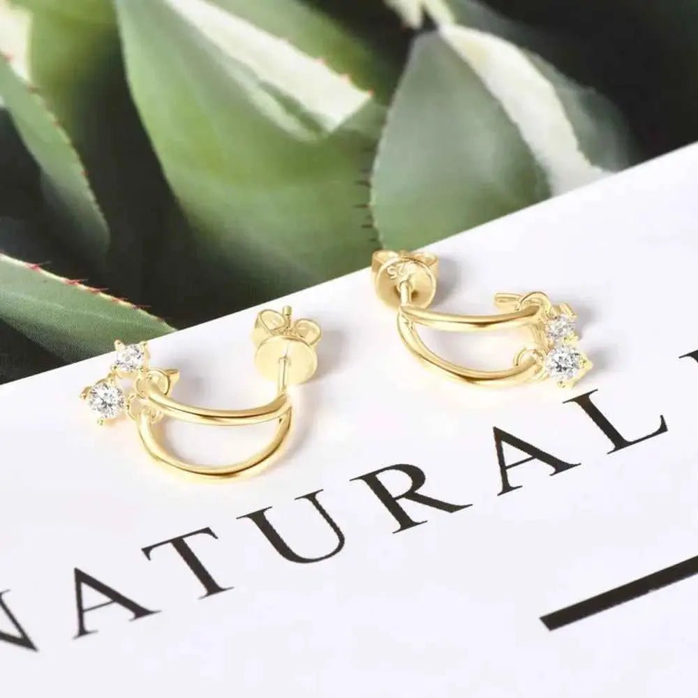 925 Sterling Silver Moissanite C - Hoop Earrings - SmileBen