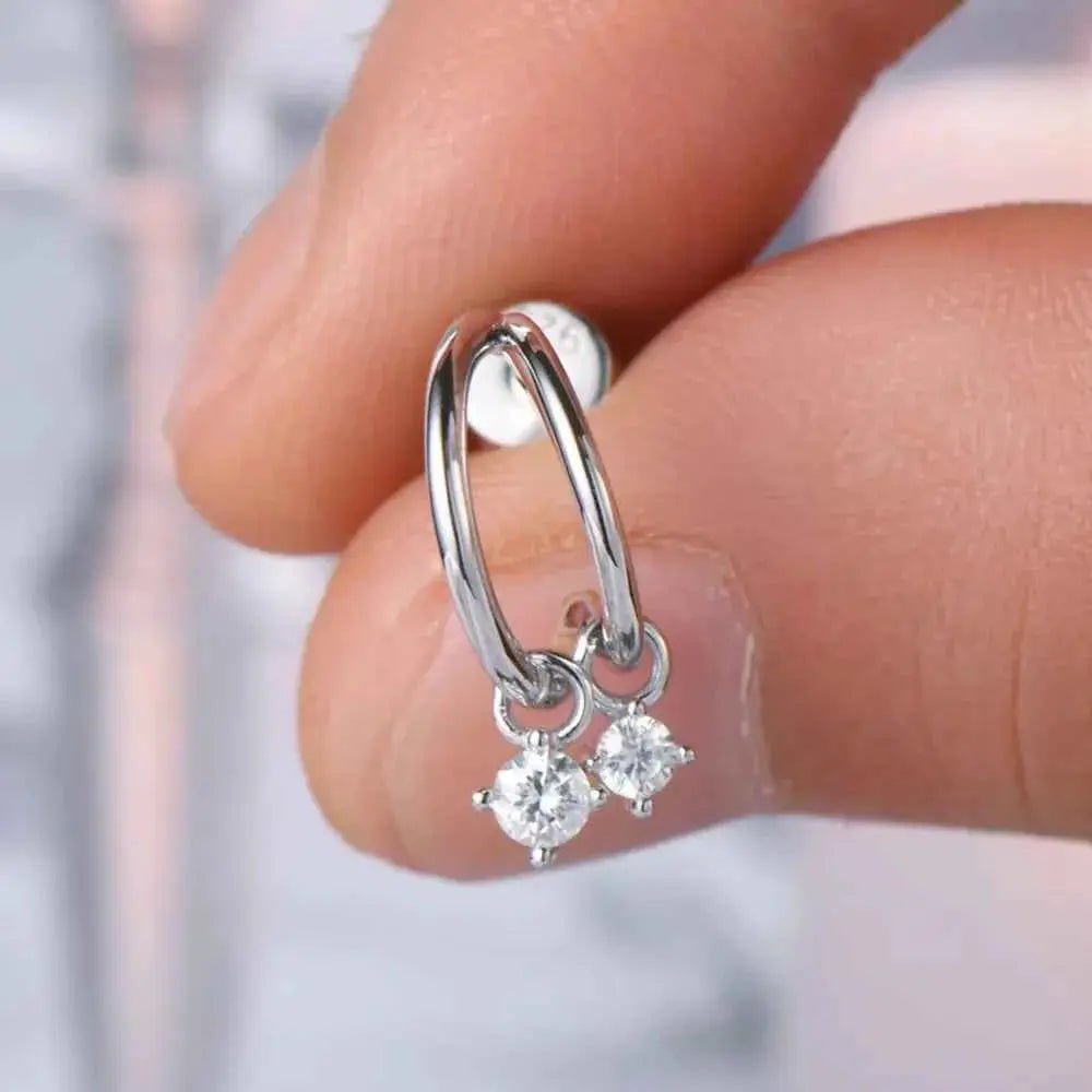 925 Sterling Silver Moissanite C - Hoop Earrings - SmileBen