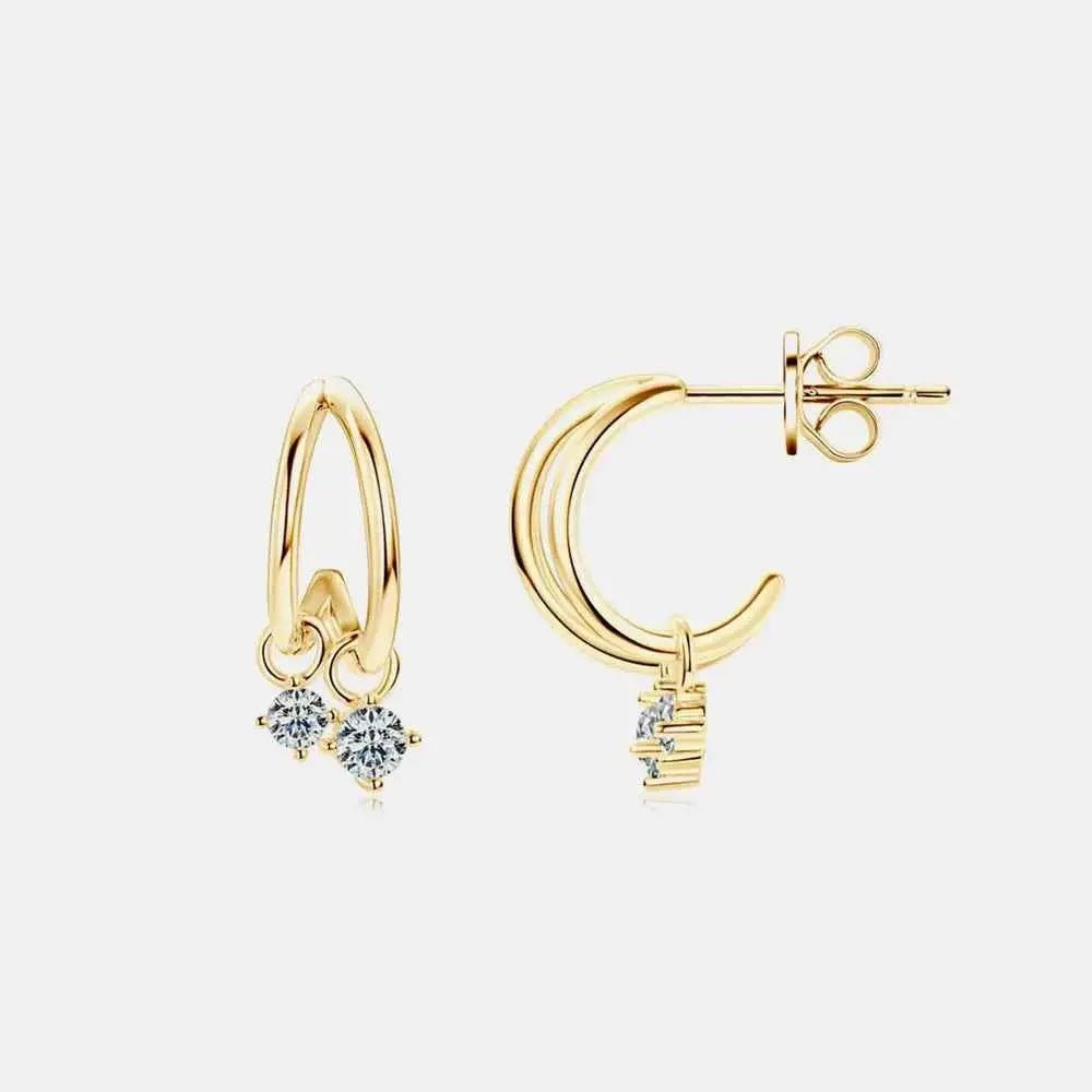 925 Sterling Silver Moissanite C - Hoop Earrings - SmileBen