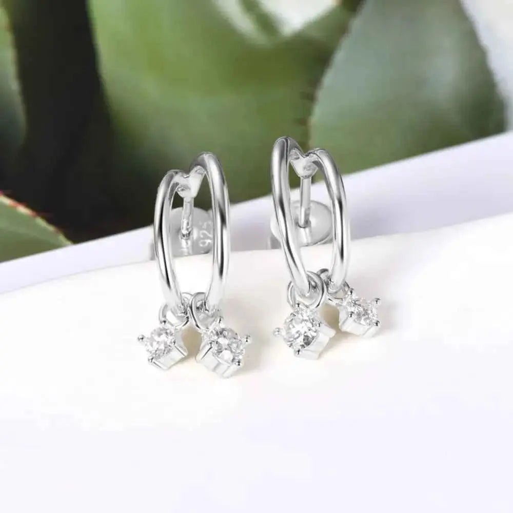 925 Sterling Silver Moissanite C - Hoop Earrings - SmileBen