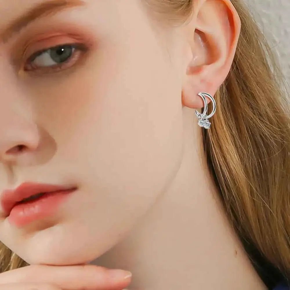 925 Sterling Silver Moissanite C - Hoop Earrings - SmileBen