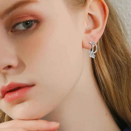 925 Sterling Silver Moissanite C - Hoop Earrings - SmileBen