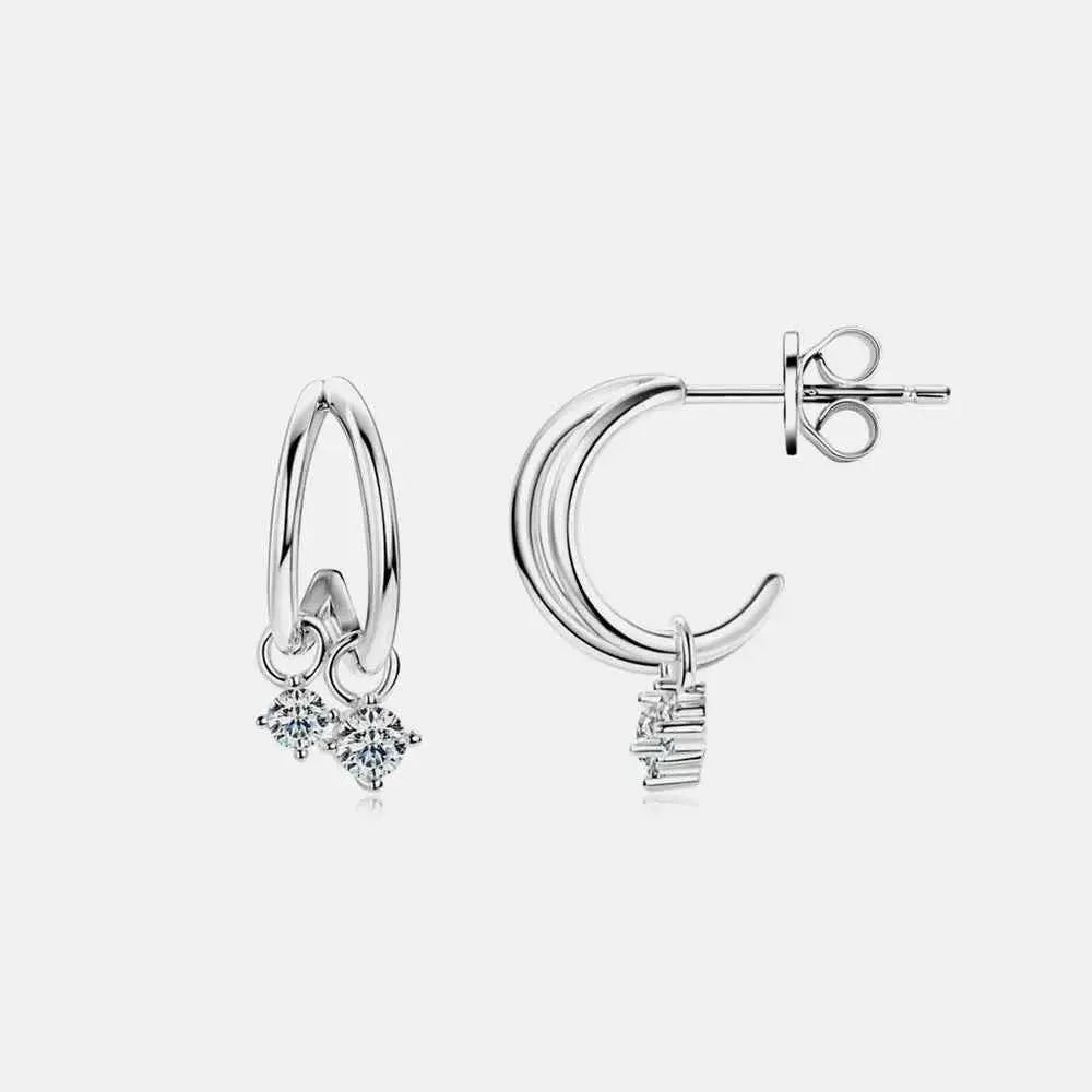 925 Sterling Silver Moissanite C - Hoop Earrings - SmileBen