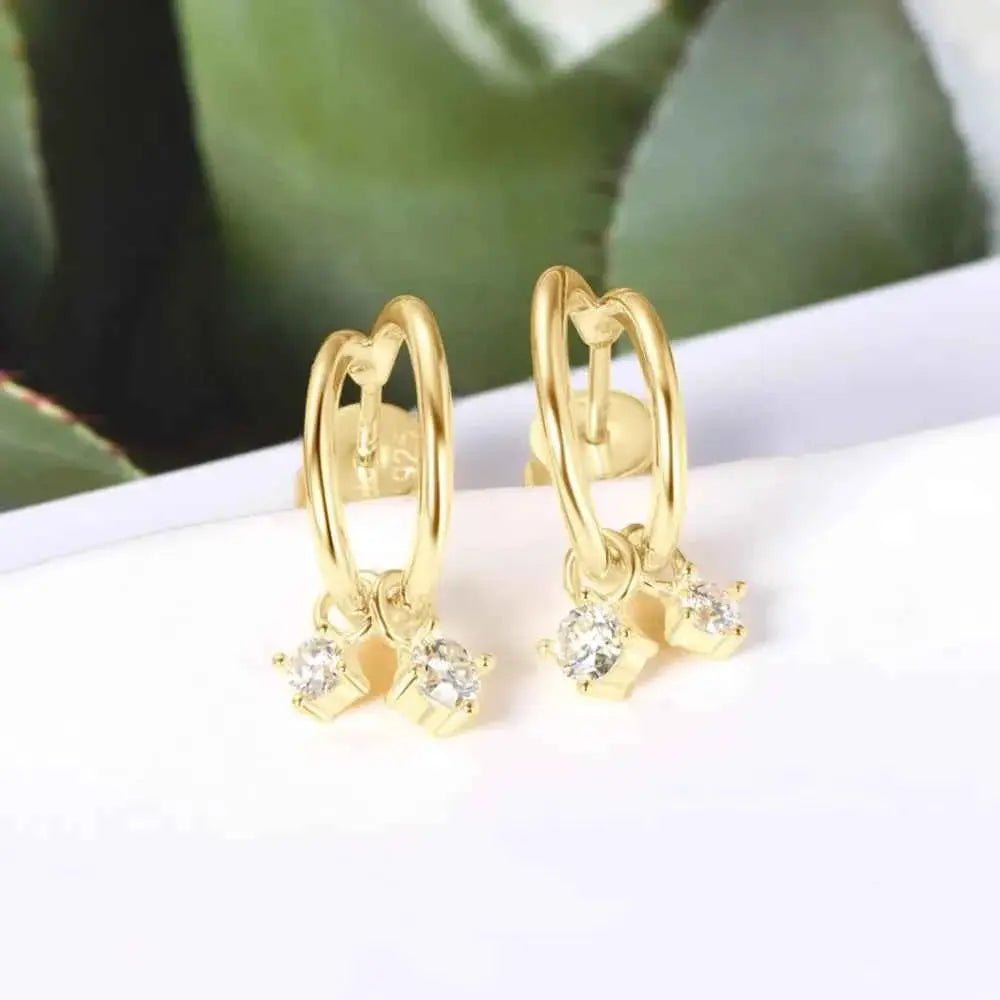 925 Sterling Silver Moissanite C - Hoop Earrings - SmileBen