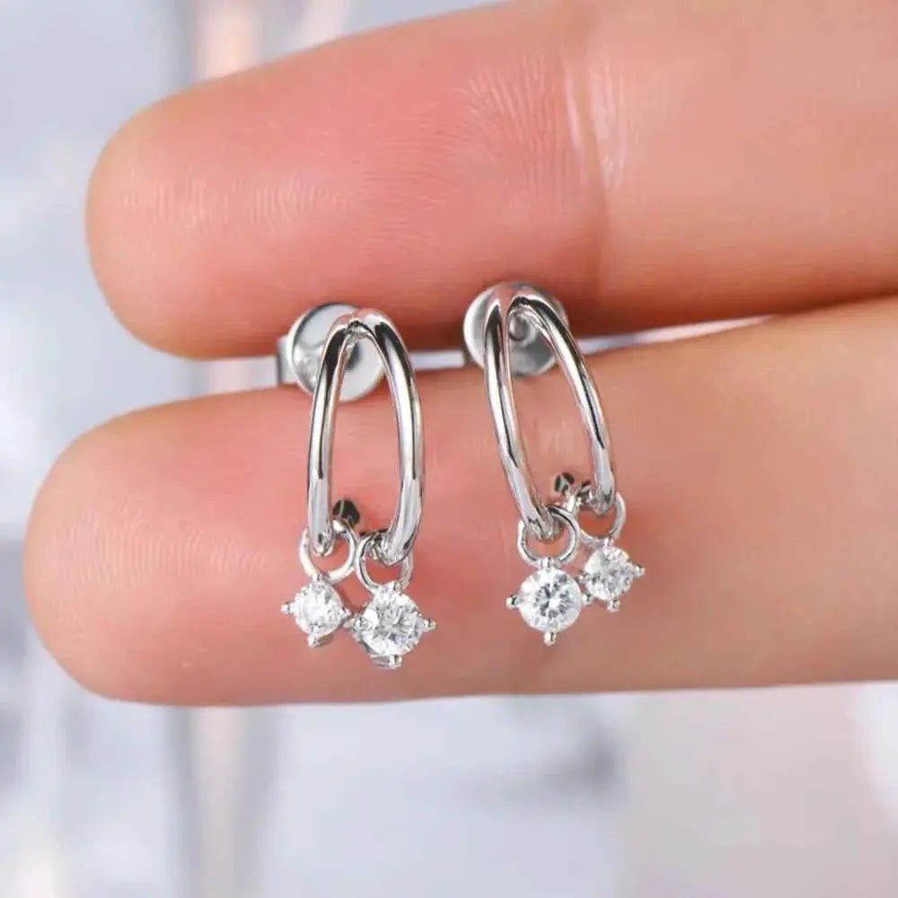 925 Sterling Silver Moissanite C - Hoop Earrings - SmileBen