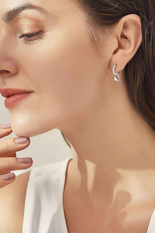 925 Sterling Silver Moissanite Double Hoop Earrings - SmileBen