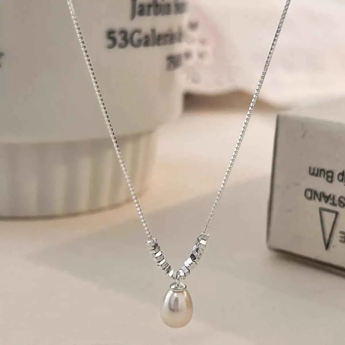 925 Sterling Silver Pearl Drop Necklace - SmileBen