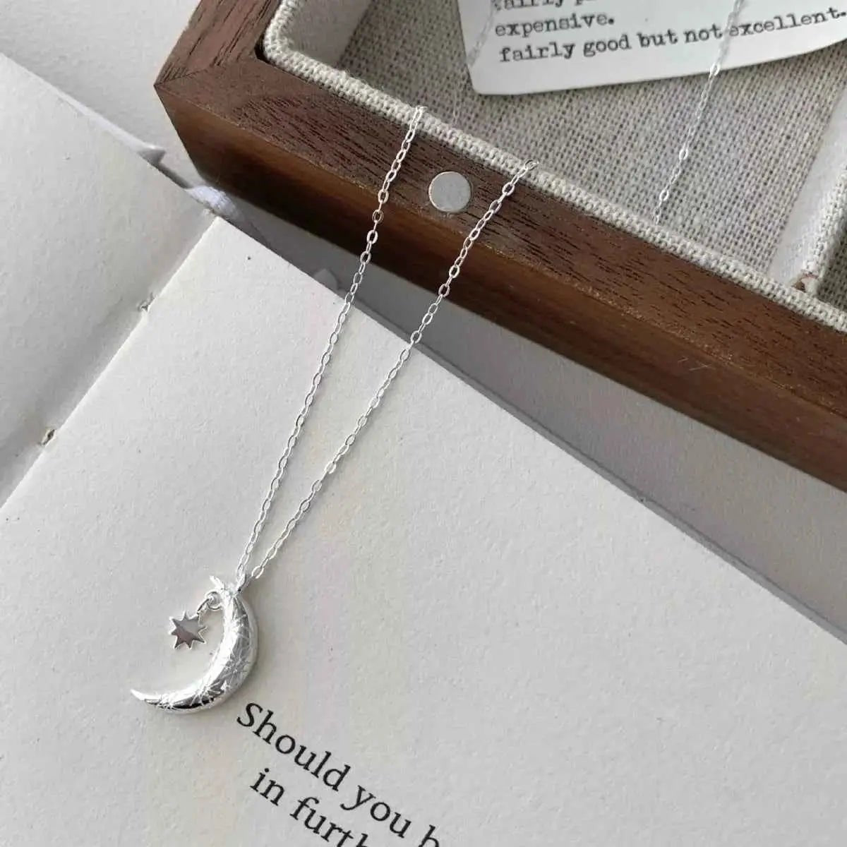 925 Sterling Silver Star Moon Necklace - SmileBen