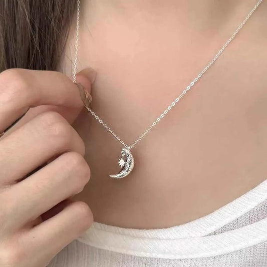 925 Sterling Silver Star Moon Necklace - SmileBen