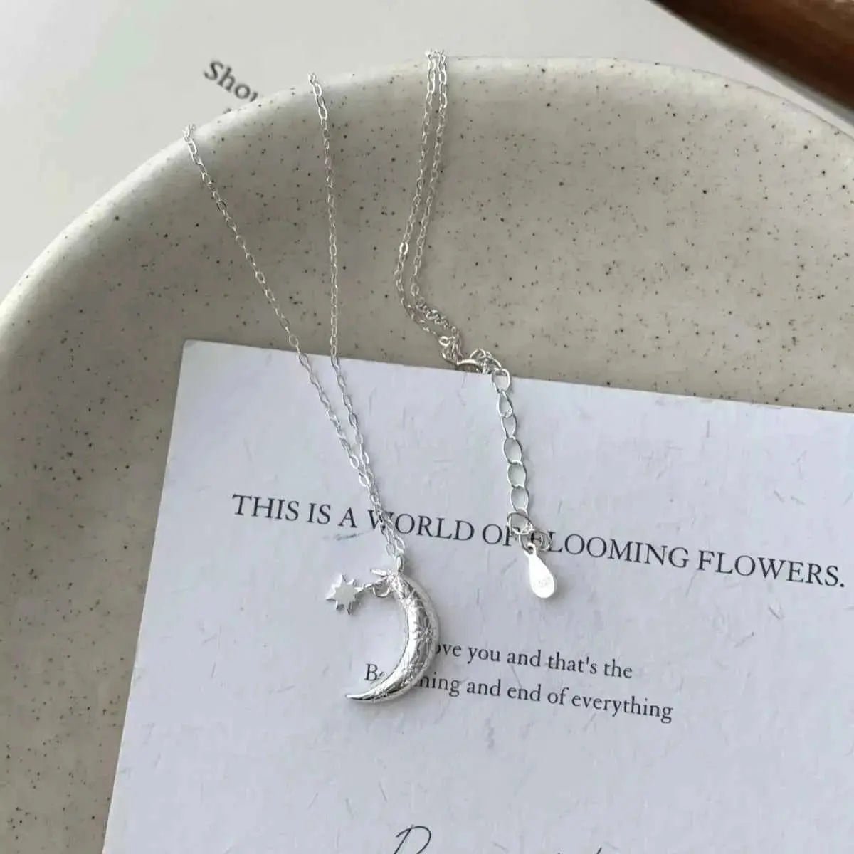 925 Sterling Silver Star Moon Necklace - SmileBen
