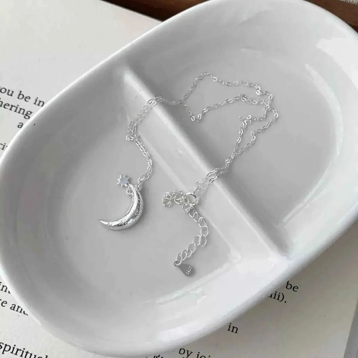 925 Sterling Silver Star Moon Necklace - SmileBen