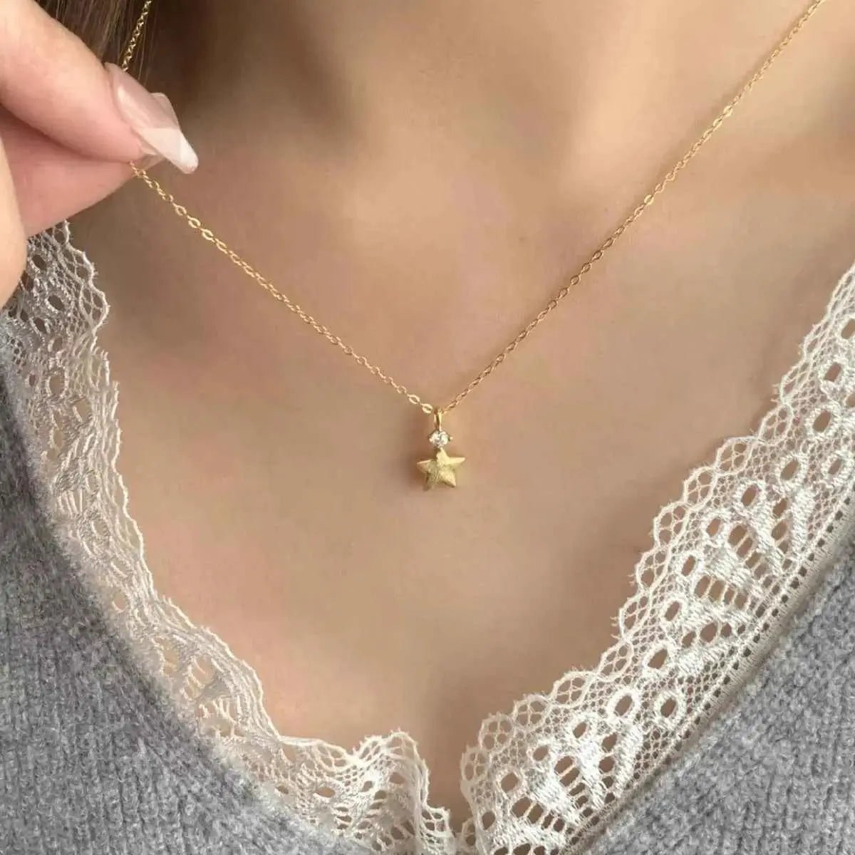 925 Sterling Silver Star Pendant Necklace - SmileBen
