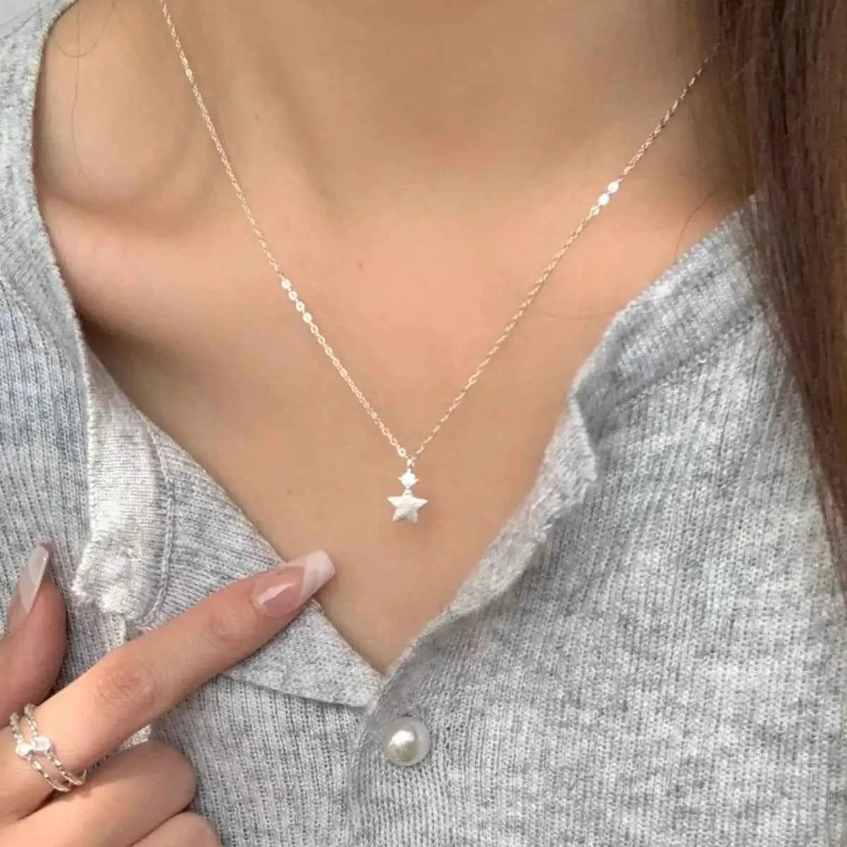 925 Sterling Silver Star Pendant Necklace - SmileBen