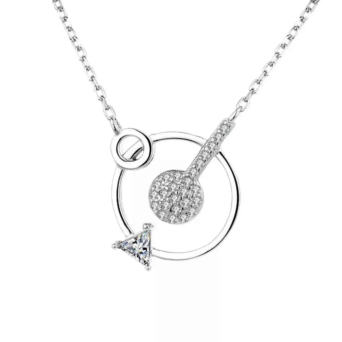 925 Sterling Silver Zircon Geometric Pendant Necklace - SmileBen
