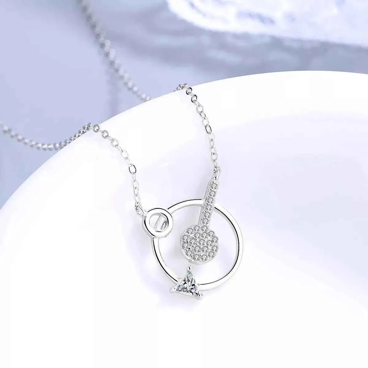 925 Sterling Silver Zircon Geometric Pendant Necklace - SmileBen