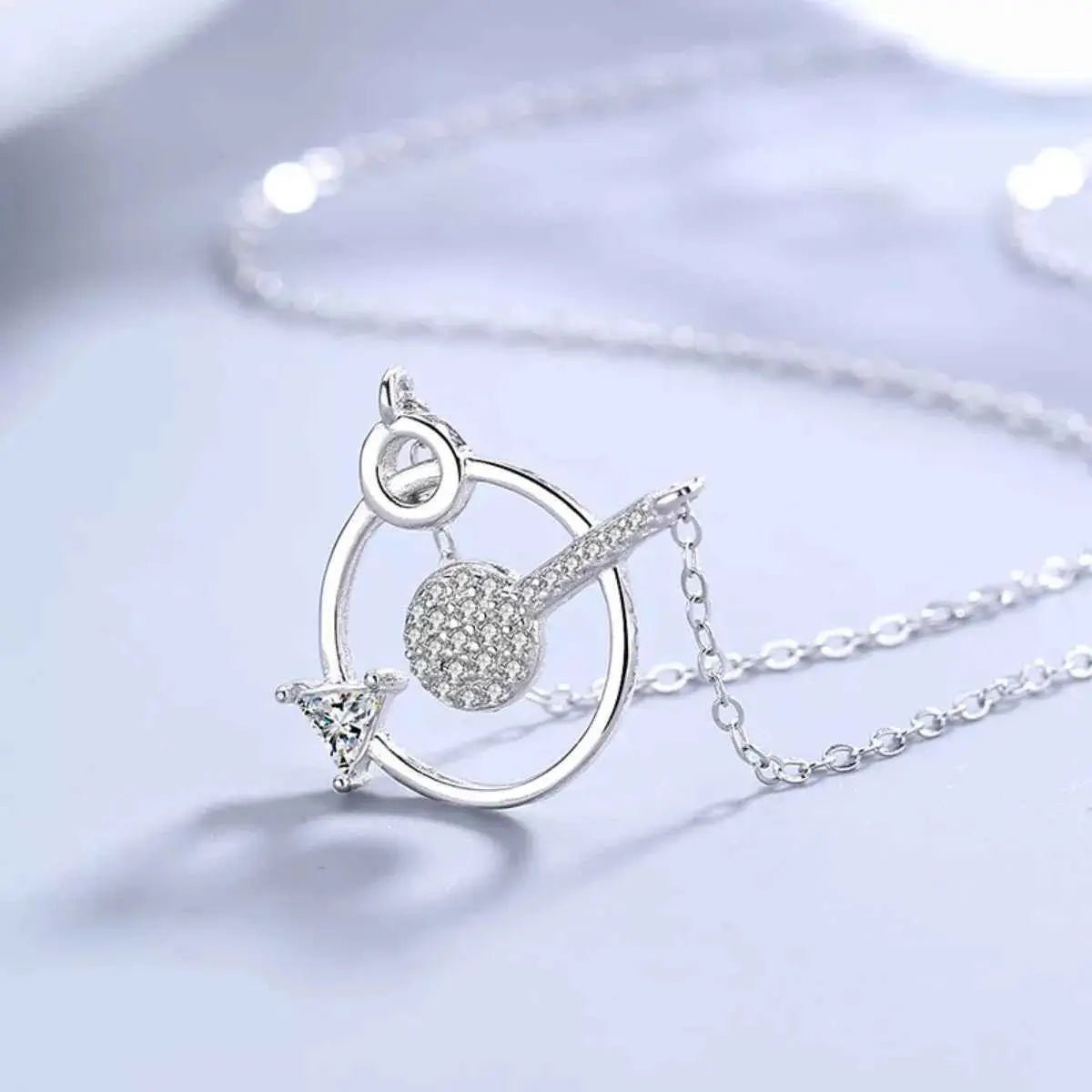925 Sterling Silver Zircon Geometric Pendant Necklace - SmileBen