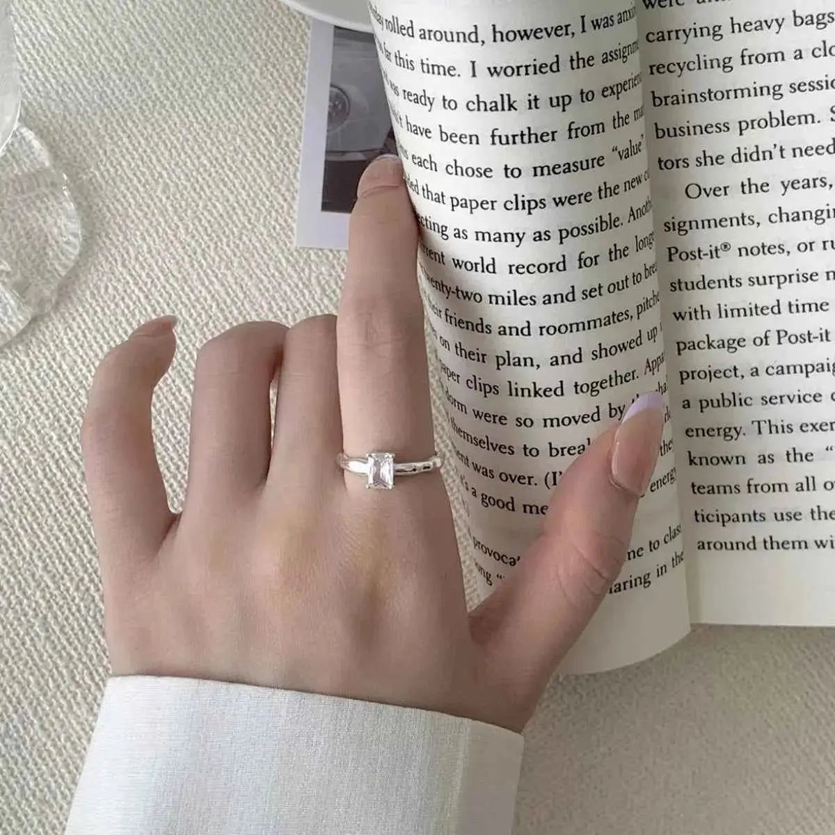 925 Sterling Silver Zircon Geometric Ring - SmileBen