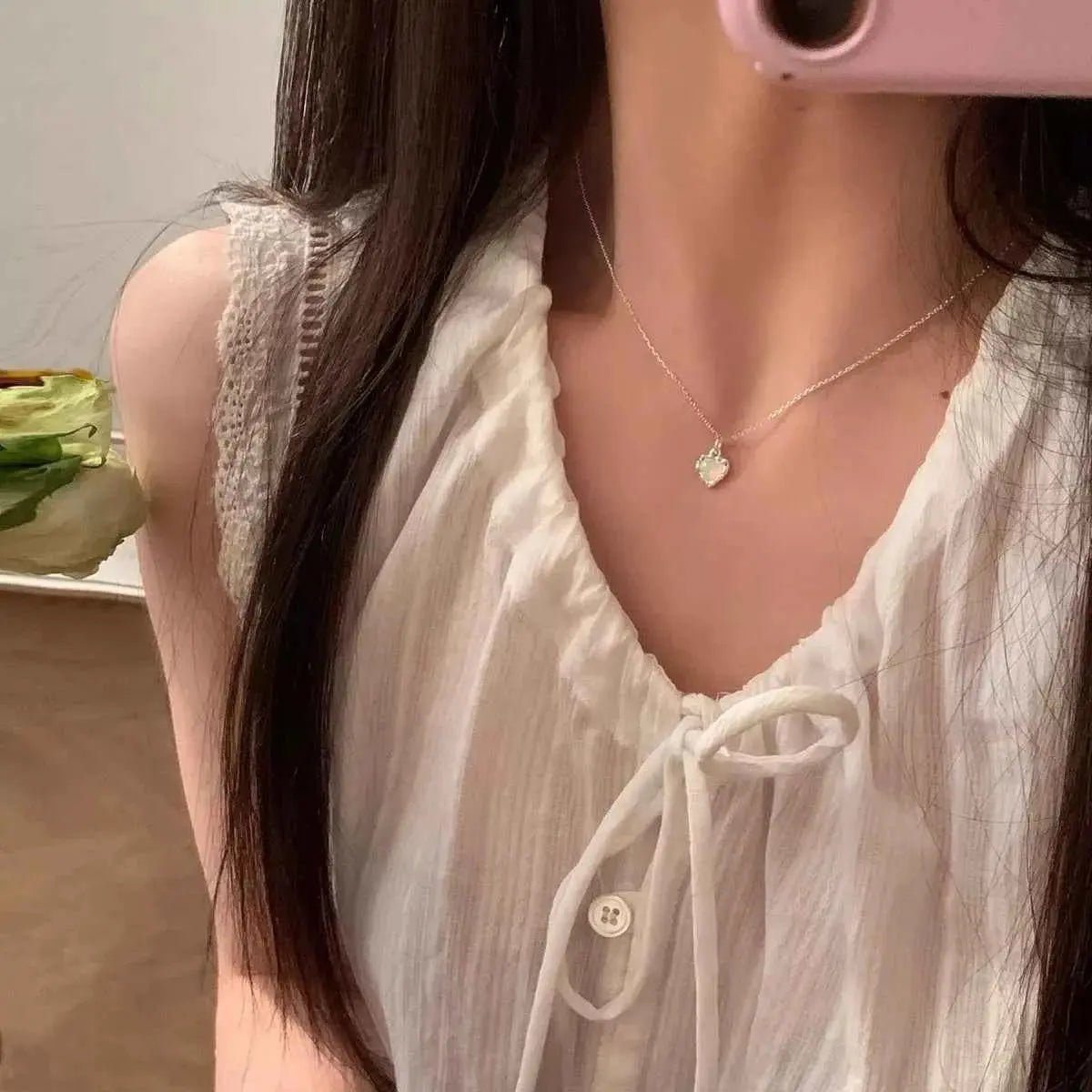 925 Sterling Silver Zircon Heart Necklace - SmileBen