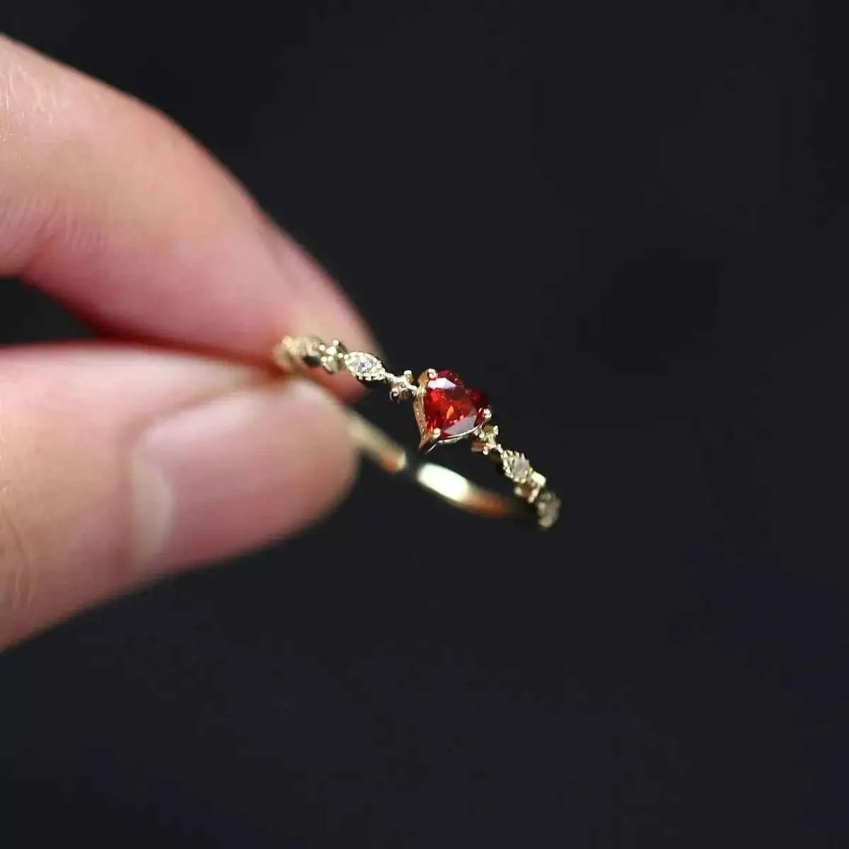 925 Sterling Silver Zircon Heart Open Ring - SmileBen