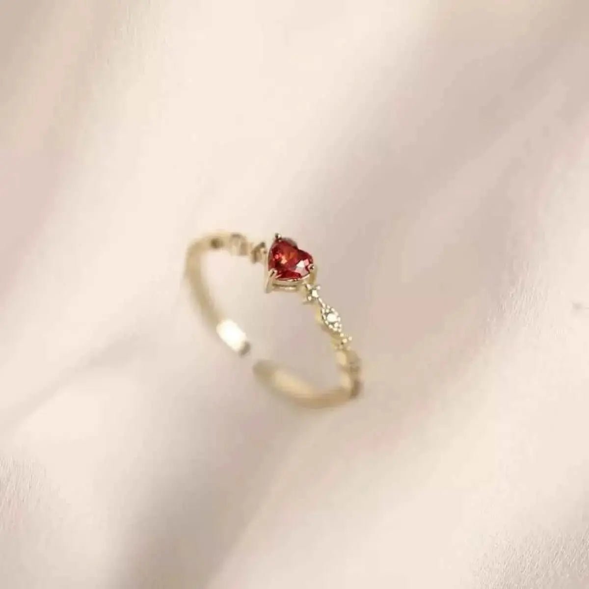 925 Sterling Silver Zircon Heart Open Ring - SmileBen