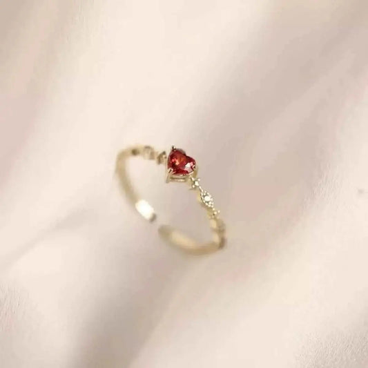 925 Sterling Silver Zircon Heart Open Ring - SmileBen