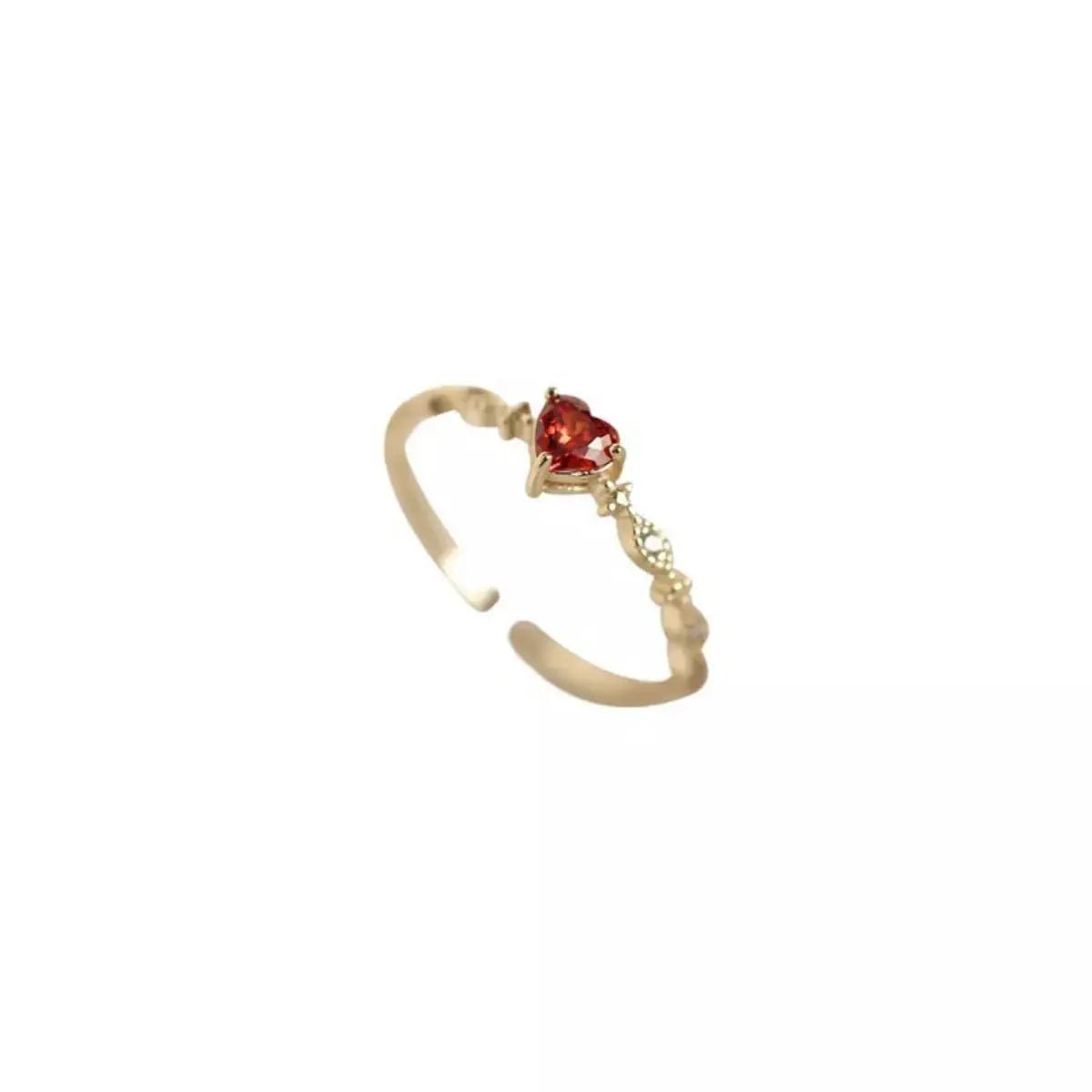 925 Sterling Silver Zircon Heart Open Ring - SmileBen