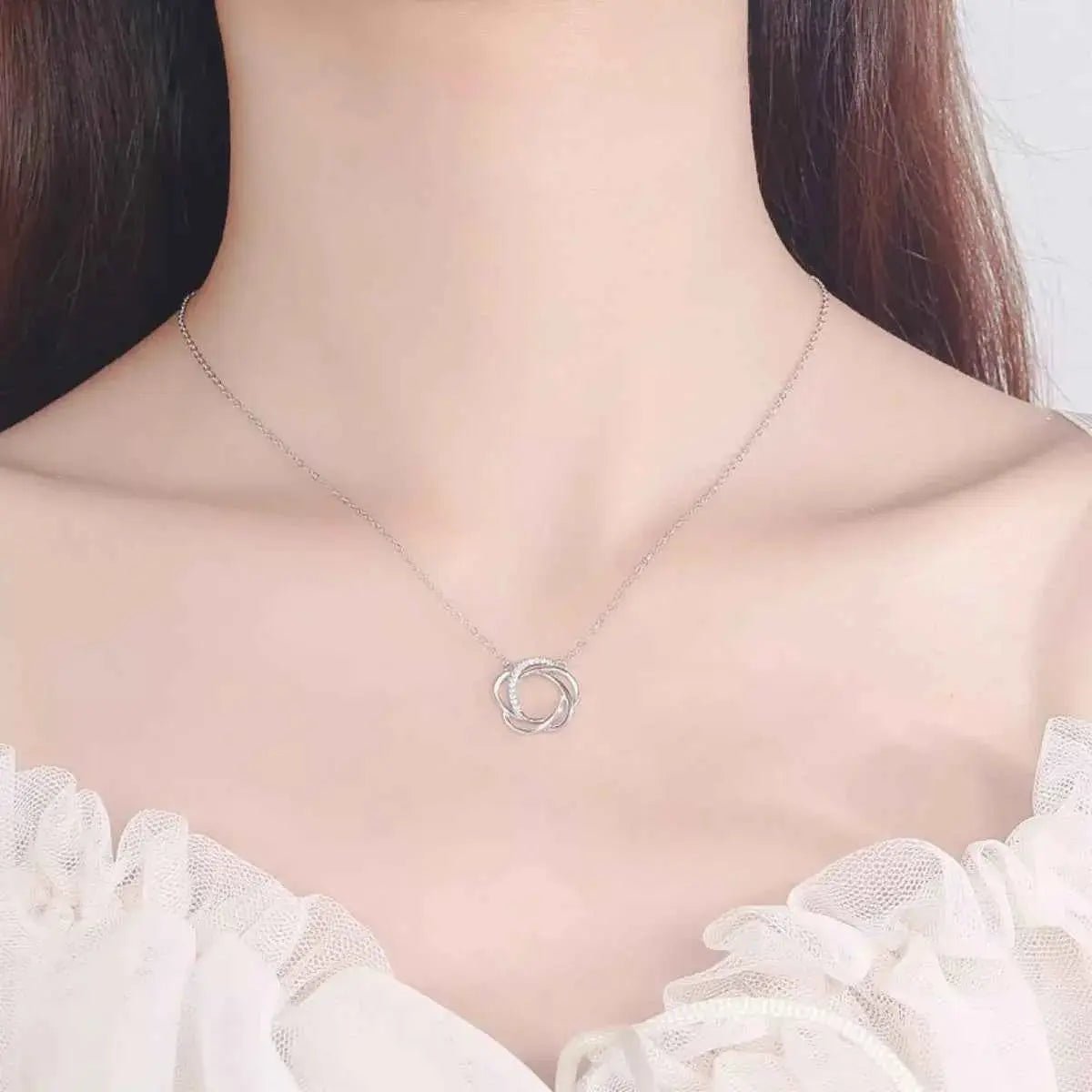 925 Sterling Silver Zircon Pendant Necklace - SmileBen