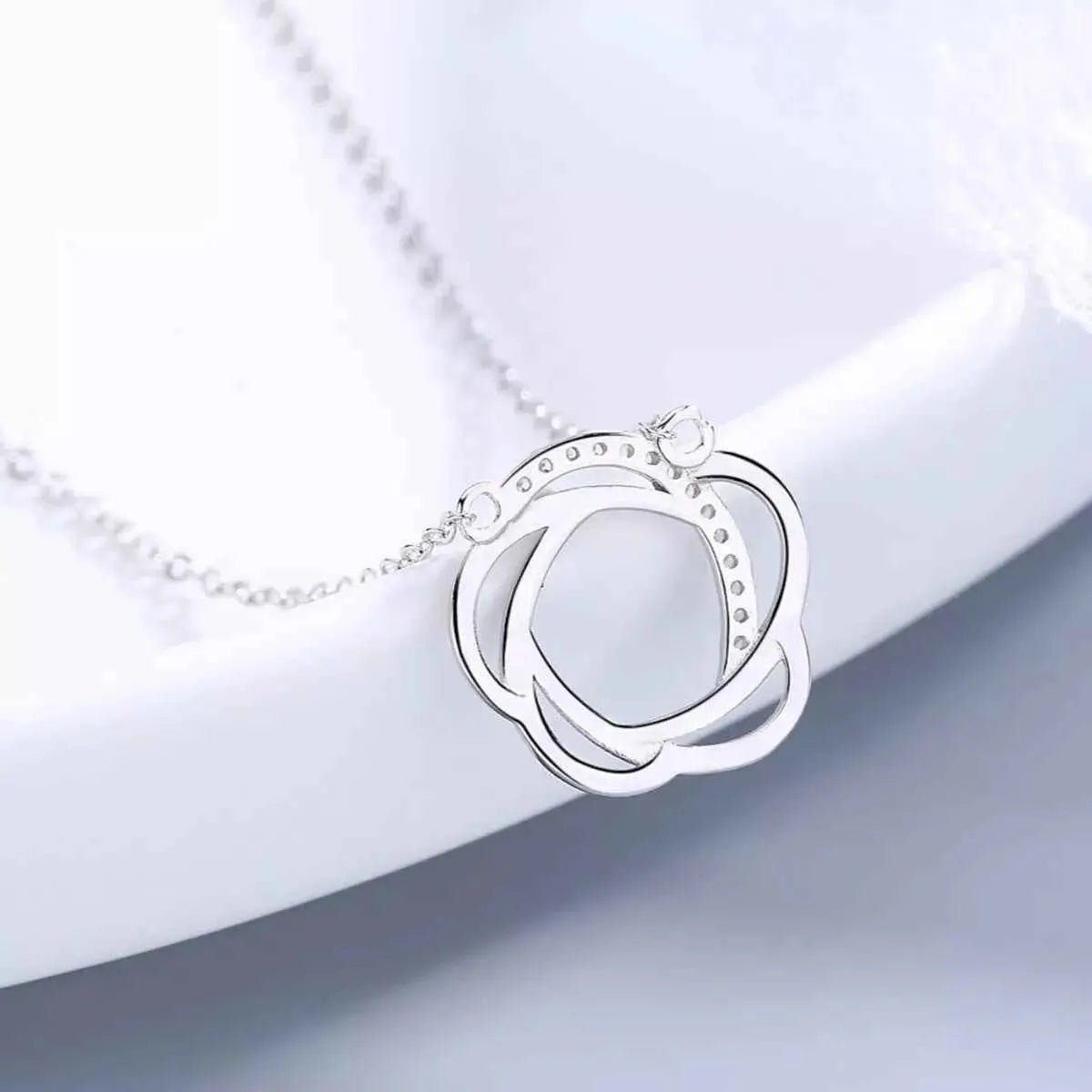 925 Sterling Silver Zircon Pendant Necklace - SmileBen