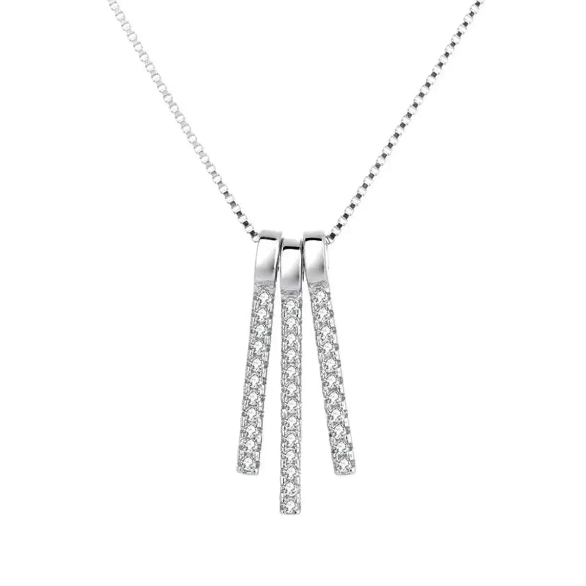 925 Sterling Silver Zircon Tassel Pendant Necklace - SmileBen