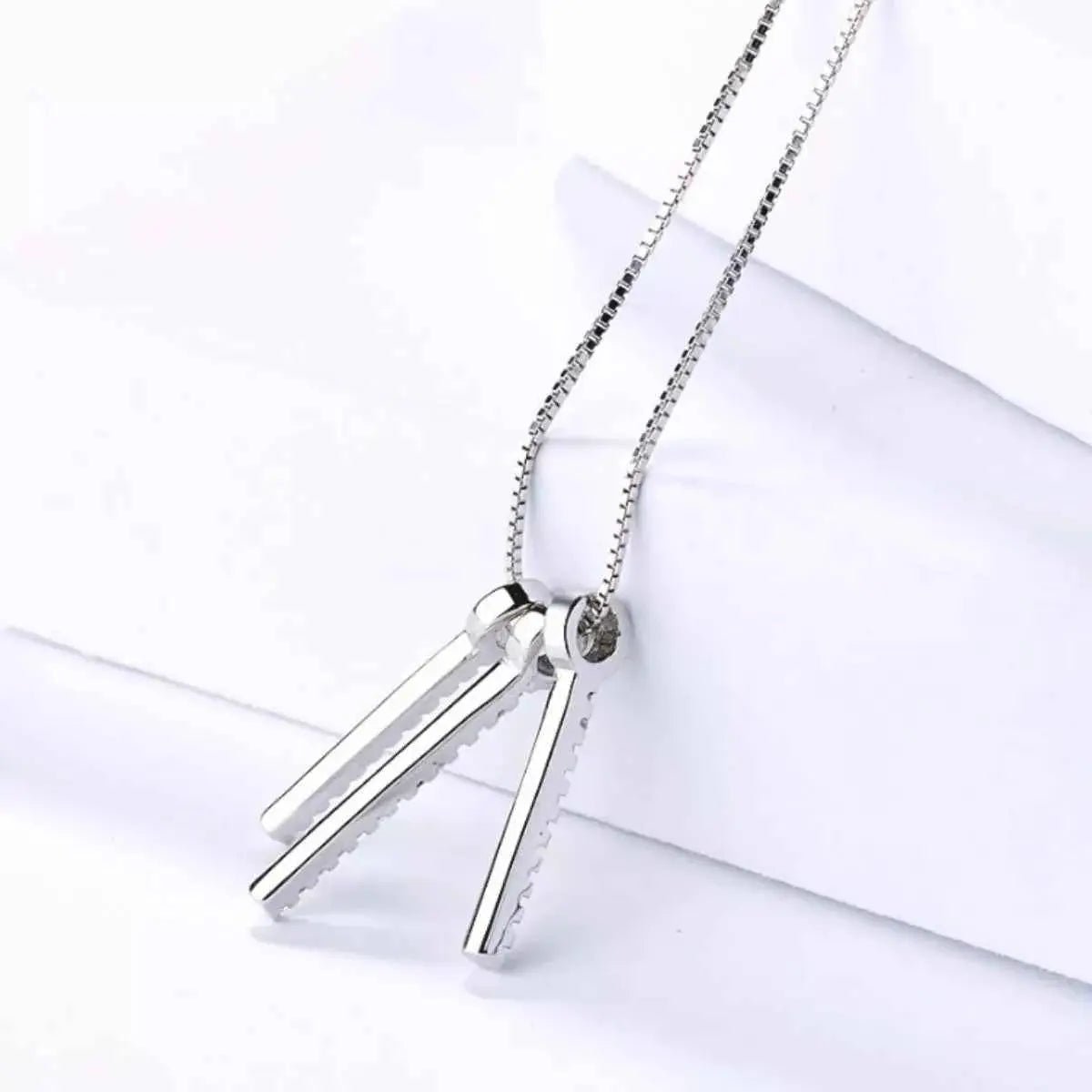 925 Sterling Silver Zircon Tassel Pendant Necklace - SmileBen