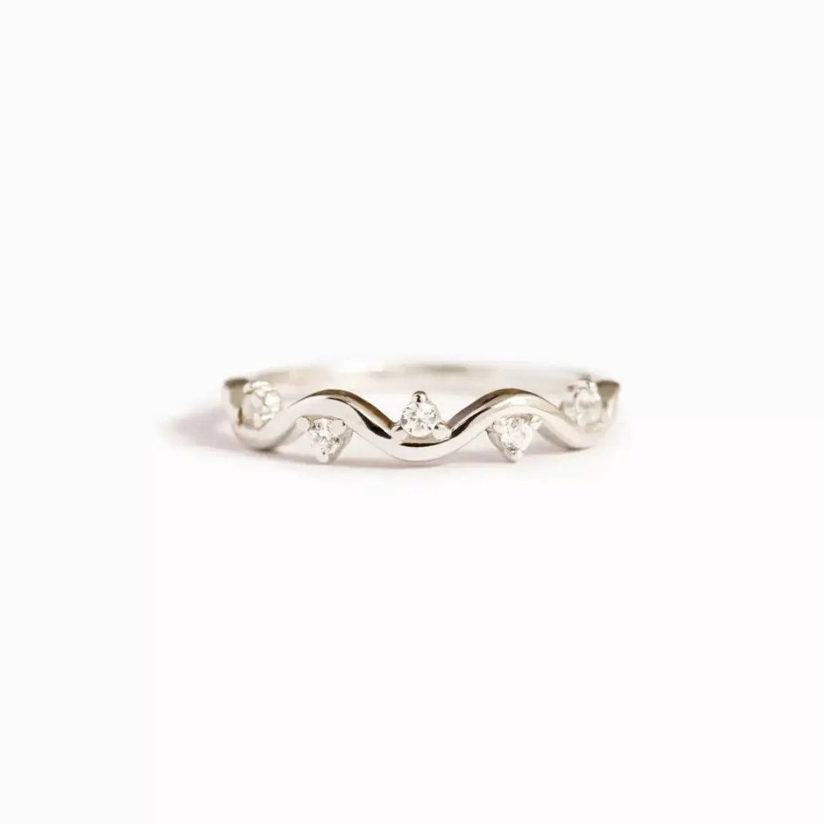 925 Sterling Silver Zircon Wave Ring - SmileBen
