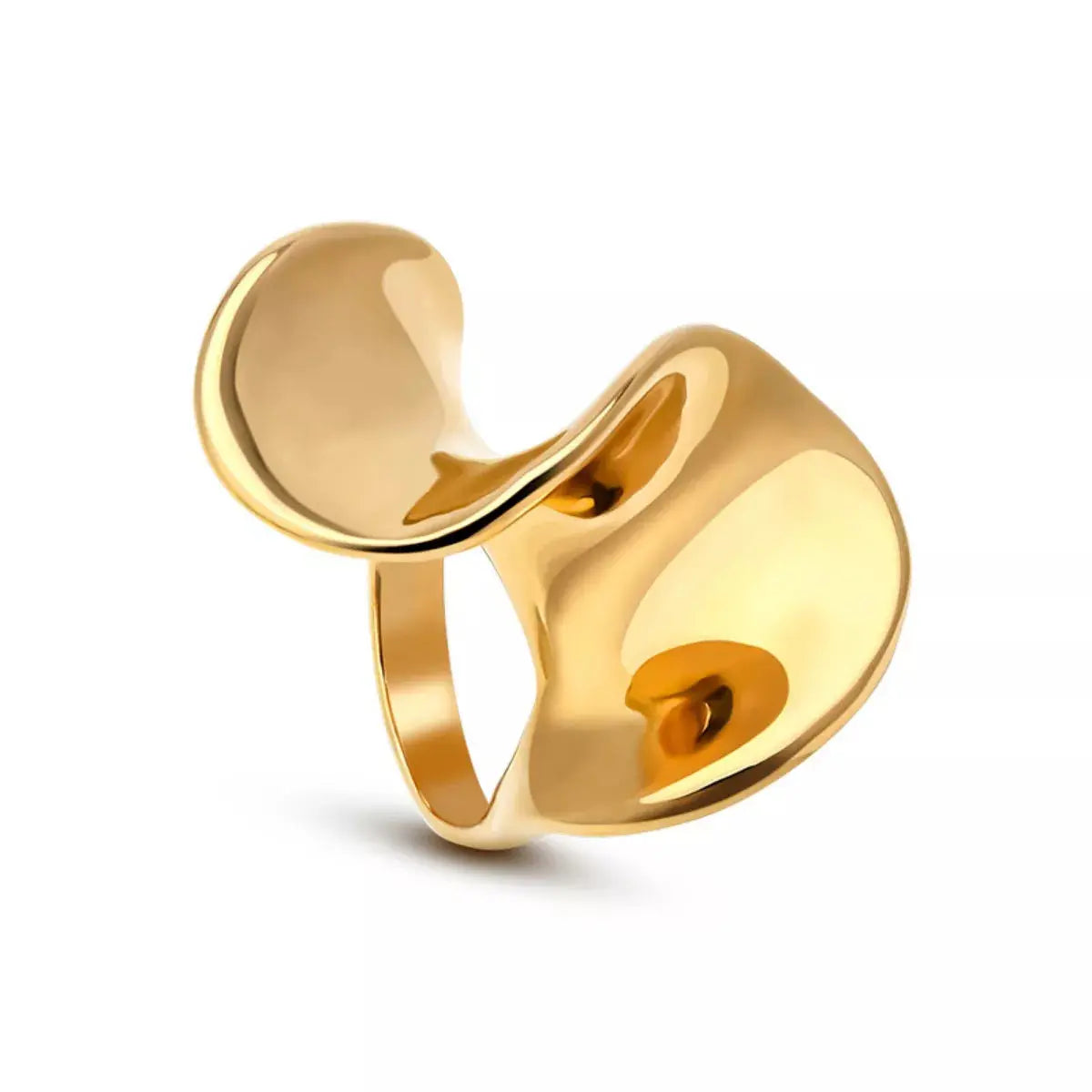 18K Gold-Plated Copper Geometric Sculptural Ring - SmileBen
