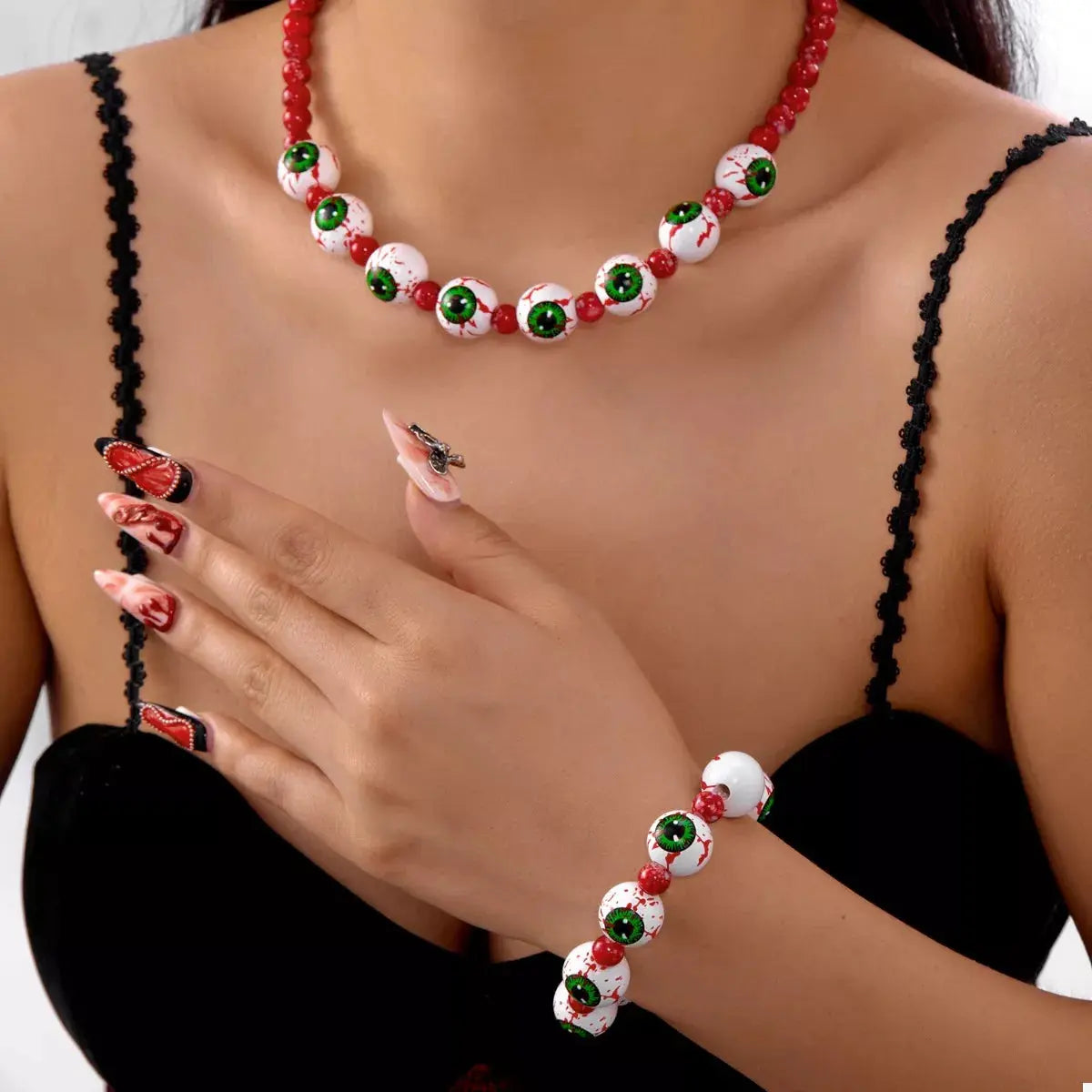Halloween Beaded Necklace and Bracelet Jewelry Set - SmileBen