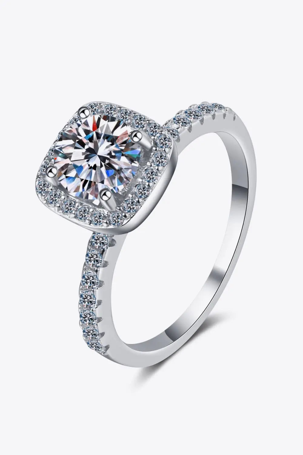 2 Carat Moissanite Square Halo Ring - SmileBen