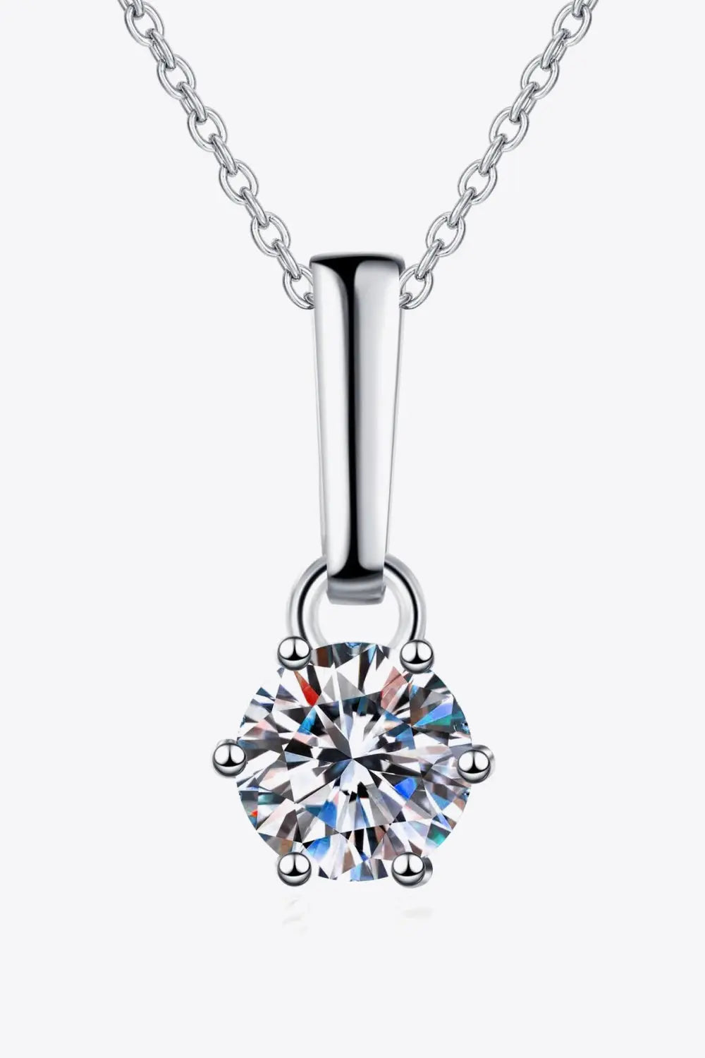 1 Carat Moissanite 925 Sterling Silver Chain-Link Necklace - SmileBen