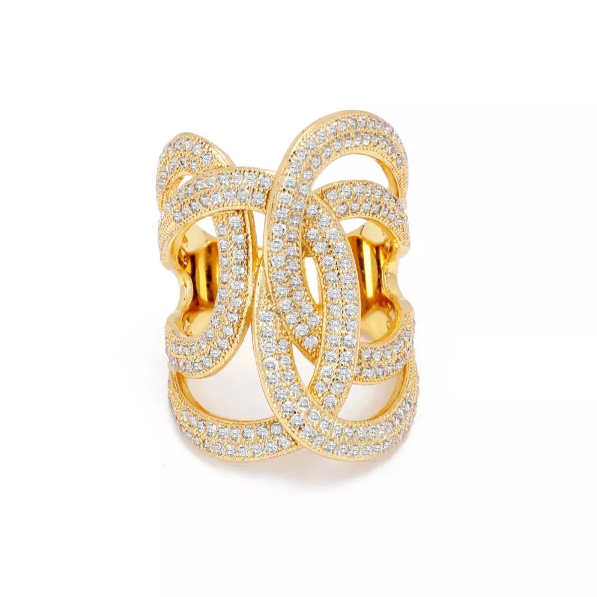 18K Gold-Plated Zircon Interwoven Ring - SmileBen