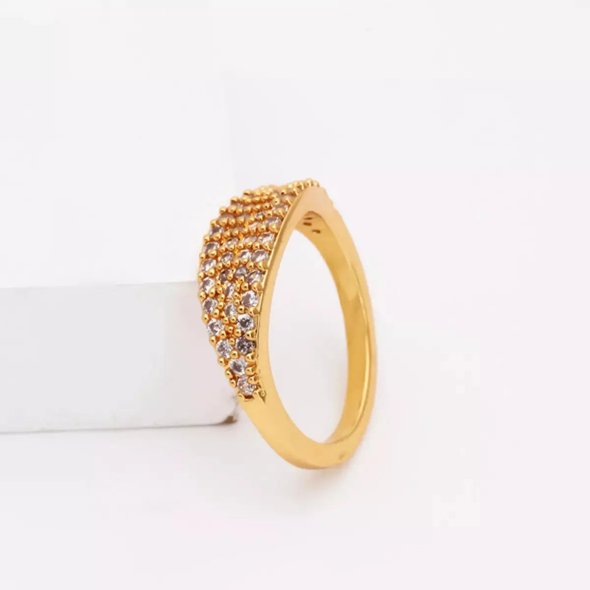 18K Gold-Plated Copper Zircon Round Ring - SmileBen