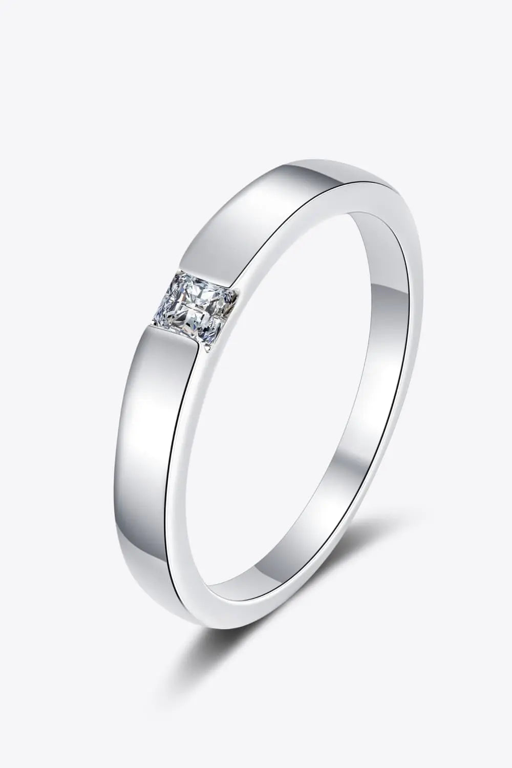 Inlaid Moissanite Rhodium-Plated Ring - SmileBen