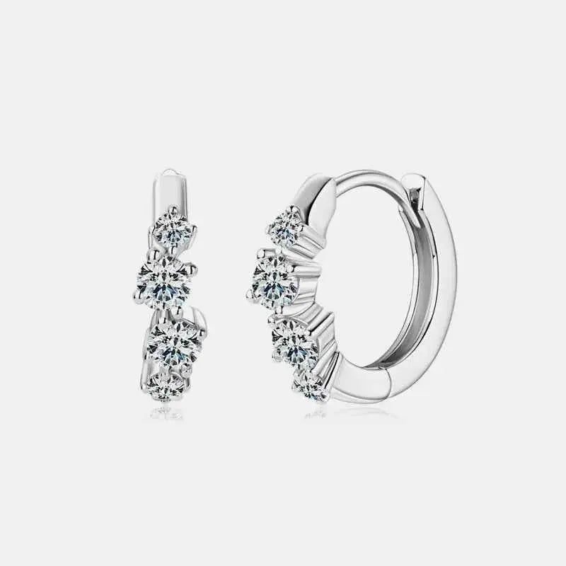 925 Sterling Silver Moissanite Huggie Earrings - SmileBen