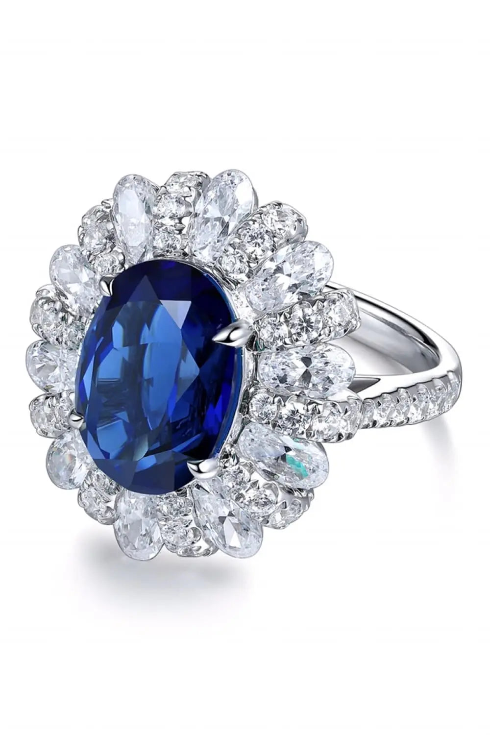 5 Carat Lab-Grown Sapphire Flower Shape Ring - SmileBen