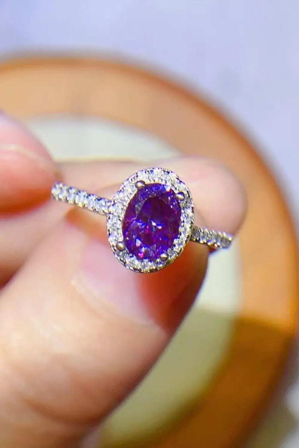 925 Sterling Silver 1 Carat Purple Moissanite Ring - SmileBen